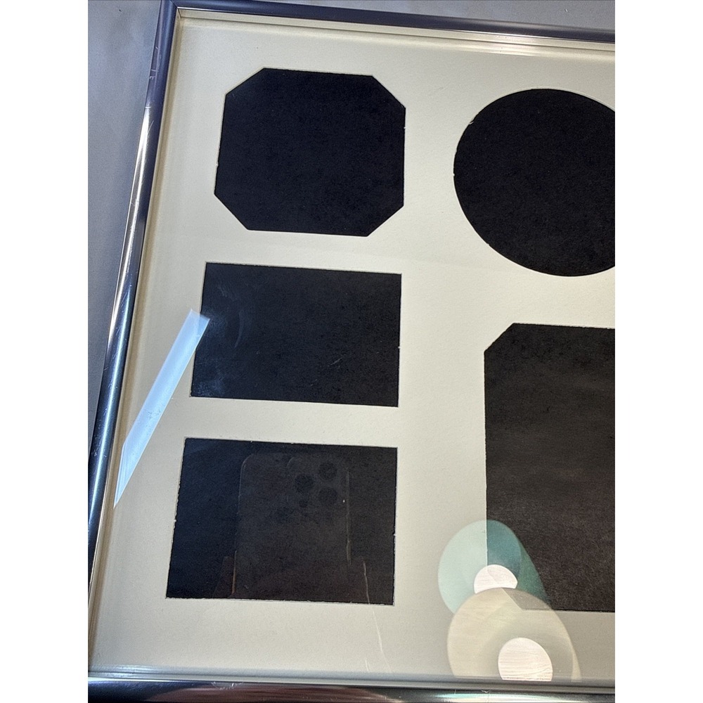 Vintage Silver Chrome Multi-Opening Collage Picture Frame with 7-Window Mat - Picture 4 of 12